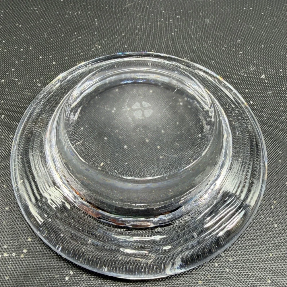 Simon Pearce Clear Glass Wine Bottle Coaster Votive Dish Bowl Thick Heavy Glass